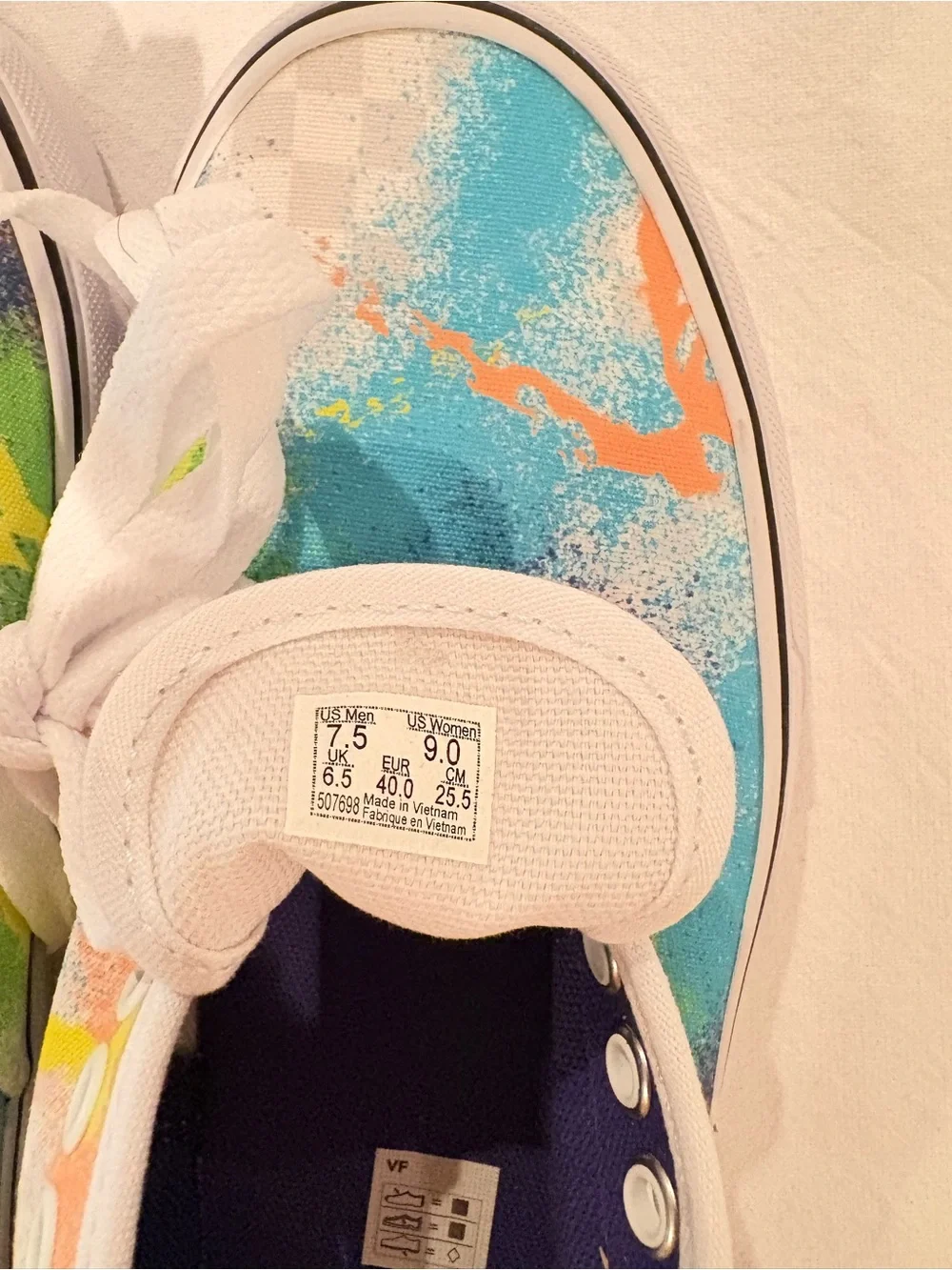 Vans Kids Multicolor Canvas Sneakers - Blue, Orange, Green, Yellow, White